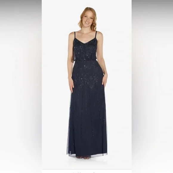 Adrianna Papell | Dresses | Nwt Adrianna Papell Hand Beaded Mesh Gown |  Poshmark
